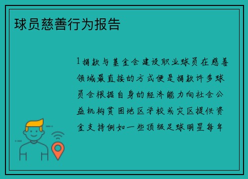 球员慈善行为报告